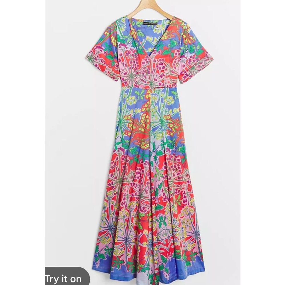 Anthropologie Roopa Pemmaraju Amandine cotton colorful double lined dress size s - Picture 2 of 10